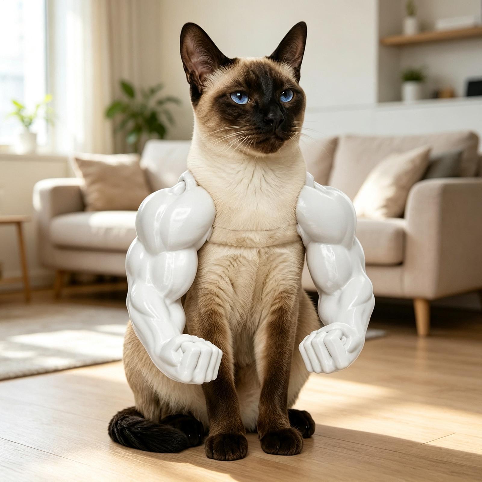 Funny Cat Muscle Arm 3D Printe - Interactive Squeaky Plush Dog Toy recension och pris