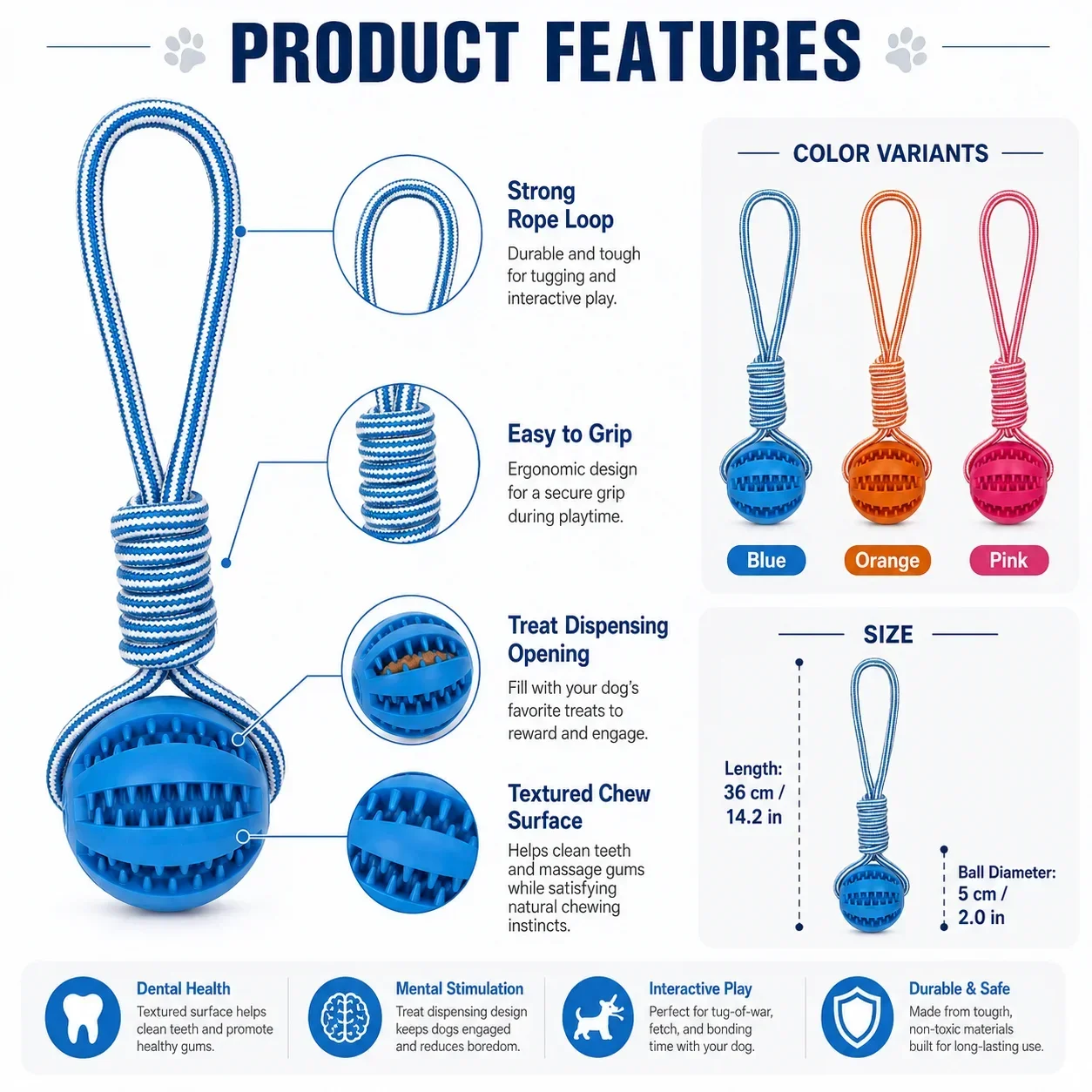 Leaky Rubber Dog Ball Toy, Int - Rubber Treat Dispensing Dog Toy recension och pris